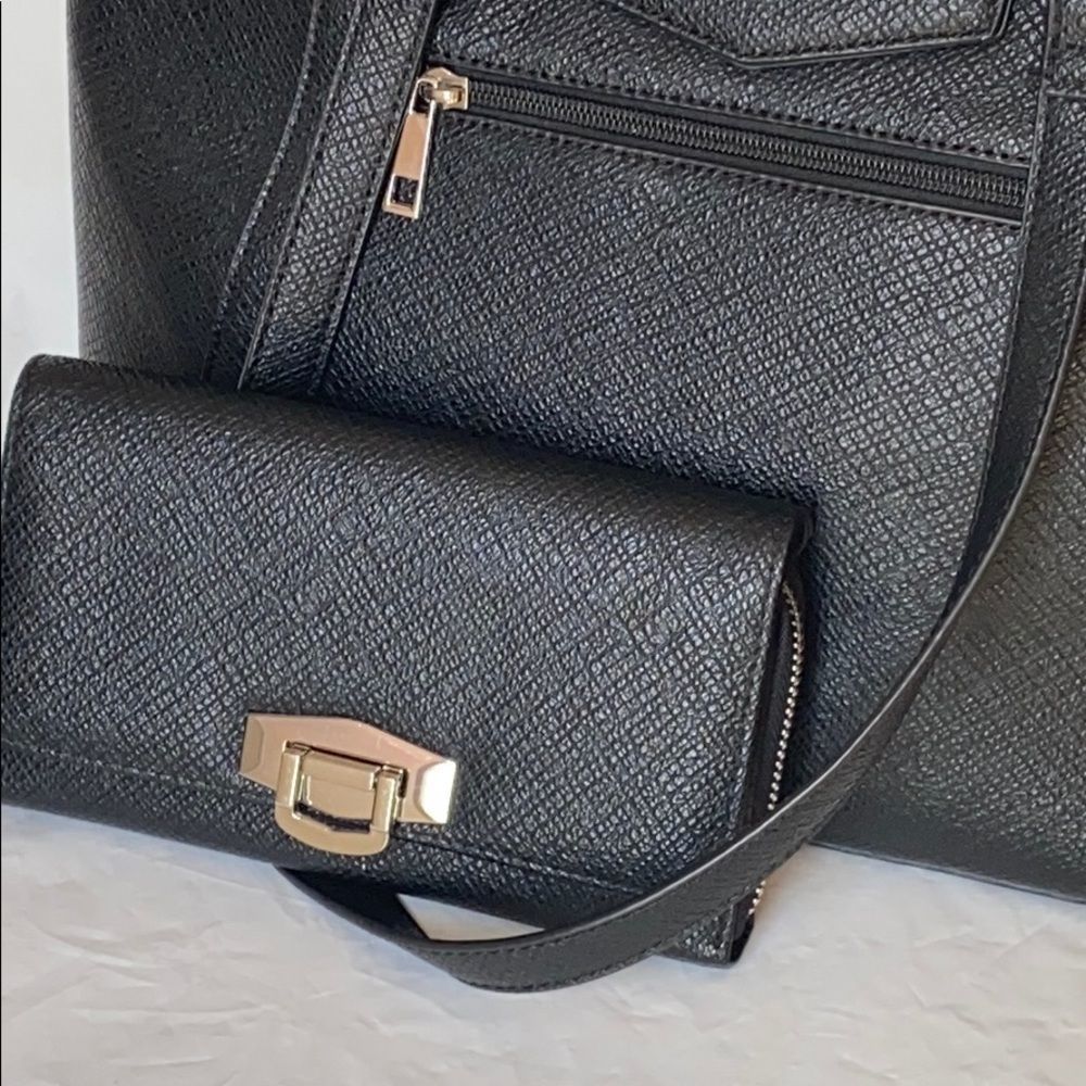 New Fashion pebbled black large shoulder bag set - Picture 2 of 13